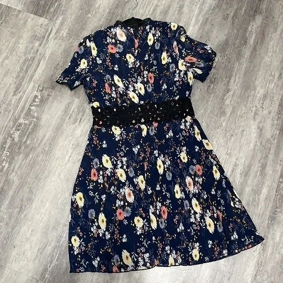 Foxiedox Anthropologie Andora Floral Dress Navy Size Small - Picture 7 of 7